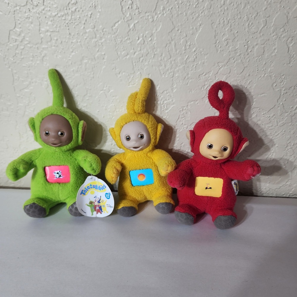 Vintage 2002 Teletubbies Plush Set Po Laa-Laa Dipsy Toys R Us Ragdoll 7.5 Inch
